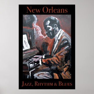 New Orleans Jazz Pianist Postcard Poster