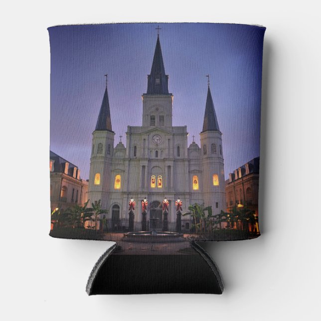 New Orleans, LA Cathedral Basilica, Jackson Square Can Cooler (Front)