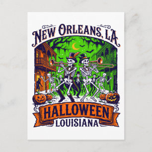 New Orleans LA Halloween Jazz Skeleton Parade Postcard