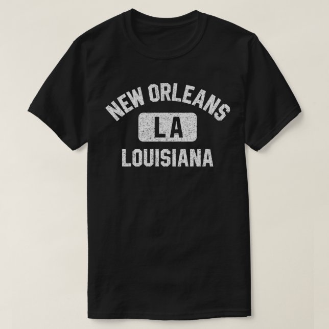 New Orleans LA Louisiana Gym Style Distressed Whit T-Shirt (Design Front)