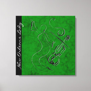 New Orleans Lady - Violin Wrapped Canvas - Green