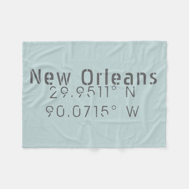 New Orleans Latitude & Longitude Fleece Blanket (Front (Horizontal))