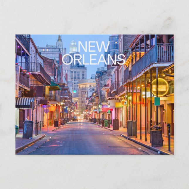 New Orleans Louisiana Bourbon Street Night Postcard (Front)