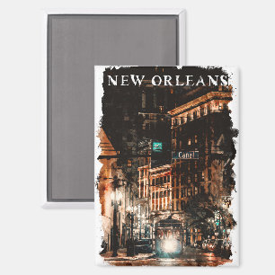 New Orleans Louisiana City View Watercolor Magnet