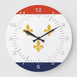 New Orleans (Louisiana) flag Large Clock