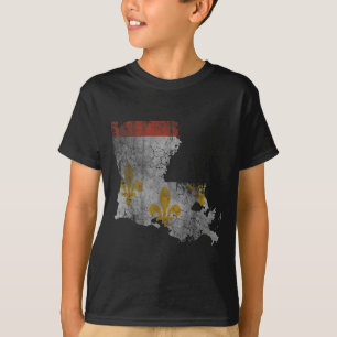 New Orleans Louisiana Flag Map Home Family Vintage T-Shirt