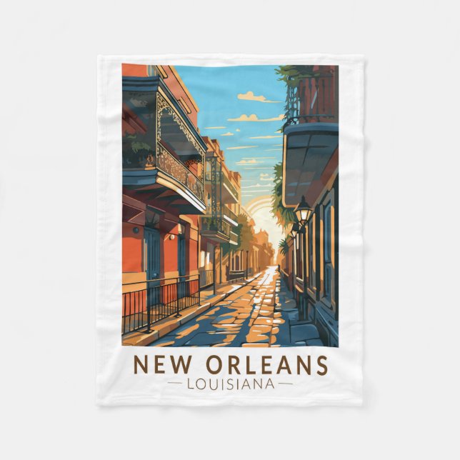 New Orleans Louisiana French Quarter Travel Art Fleece Blanket (Front)