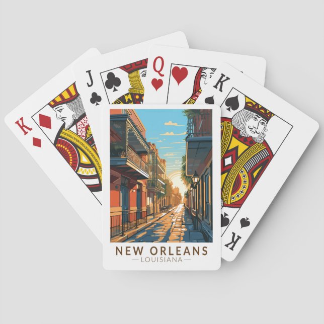 New Orleans Louisiana French Quarter Travel Art Playing Cards (Back)