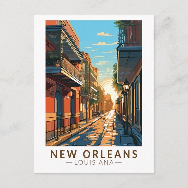 New Orleans Louisiana French Quarter Travel Art Postcard (Front)