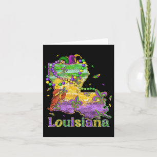 New Orleans Louisiana Map Fleur De Lis Mardi Gras Card