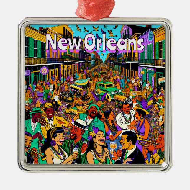 New Orleans, Louisiana People Having Fun Metal Tree Decoration (Front)