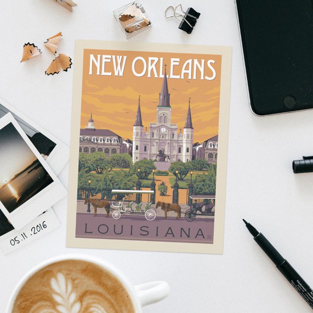 New Orleans, Louisiana Postcard (Postcard on table)