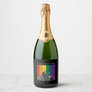 New Orleans Louisiana Rainbow Flag LGBT Pride Sparkling Wine Label