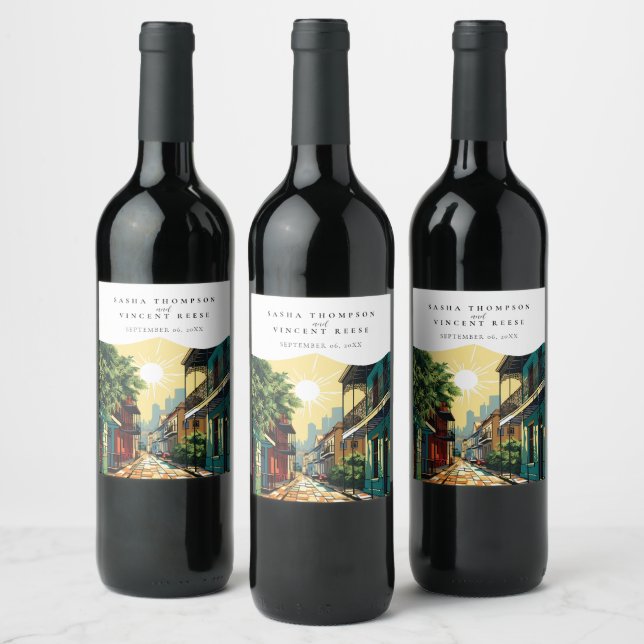 New Orleans Louisiana Retro Wine Label (Bottles)