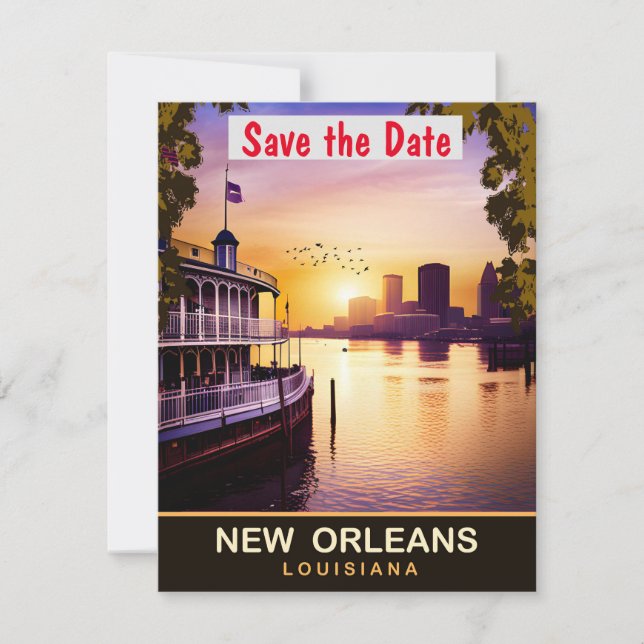 New Orleans Louisiana River Wedding Invitation (Front)
