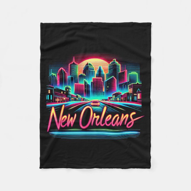 New Orleans Louisiana Shirt La 80s 90s Retro City  Fleece Blanket (Front)