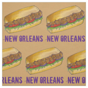 New Orleans Louisiana Shrimp Po'Boy Sandwich NOLA Fabric
