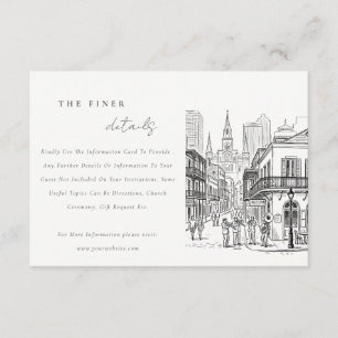 New Orleans Louisiana Sketch Wedding Details Enclosure Card