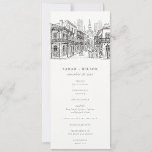 New Orleans Louisiana Sketch Wedding Program Invitation
