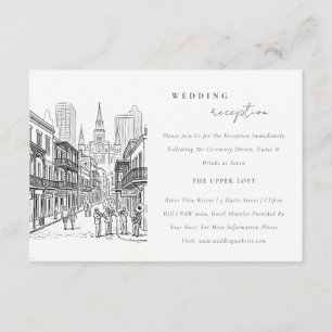 New Orleans Louisiana Sketch Wedding Reception Enclosure Card