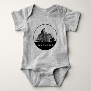 New Orleans Louisiana Skyline Baby Bodysuit