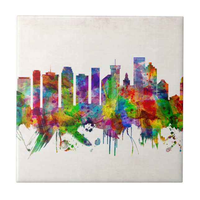 New Orleans Louisiana Skyline Tile (Front)