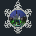 New Orleans Louisiana Snowflake Pewter Christmas Ornament<br><div class="desc">Jackson's Square in the French Quarter of New Orleans,  Louisiana. Pretty picture illuminated at night with horse drawn carriages sitting out front give this snapshot a fairytale feel.  A popular tourist spot.</div>