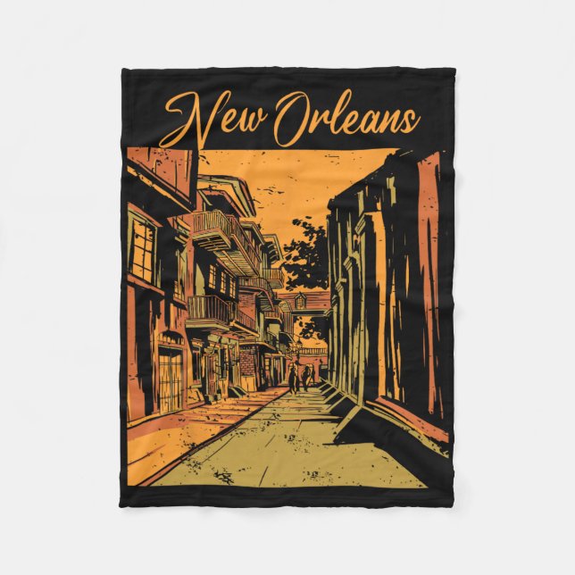 New Orleans Louisiana Souvenir Bourbon Street  Fleece Blanket (Front)