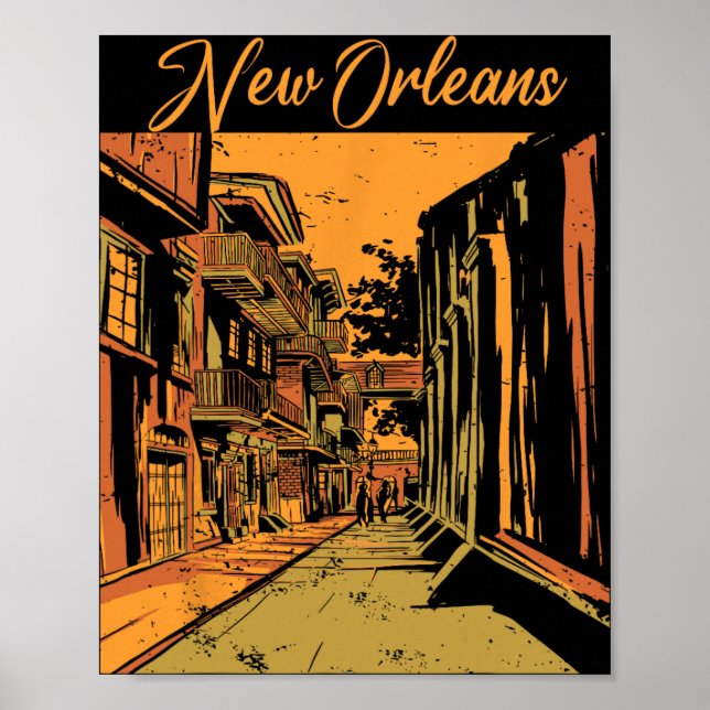 New Orleans Louisiana Souvenir Bourbon Street  Poster (Front)