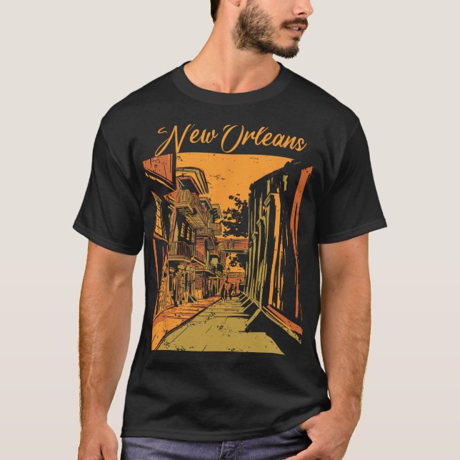 New Orleans Louisiana Souvenir Bourbon Street  T-Shirt (Front)