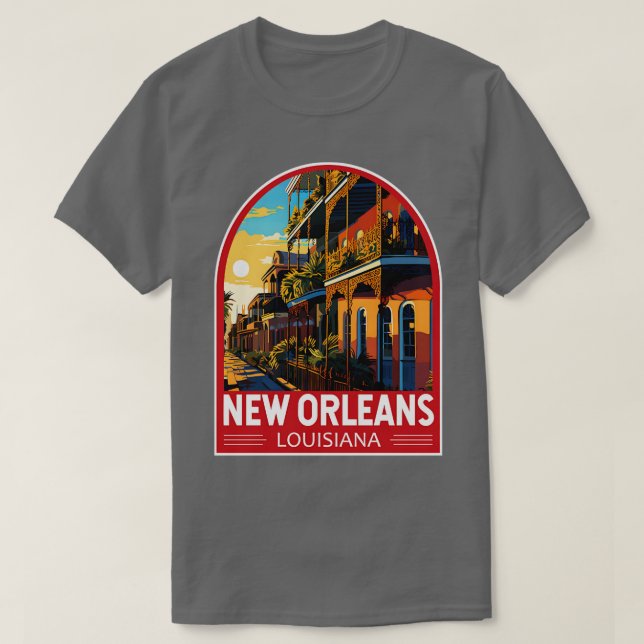 New Orleans Louisiana Travel Art Emblem TShirt (Design Front)