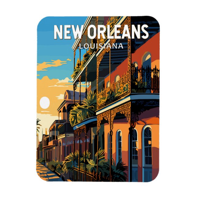 New Orleans Louisiana Travel Art Vintage Magnet (Vertical)