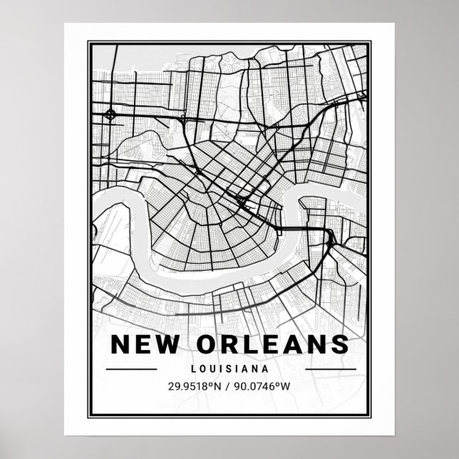 New Orleans Louisiana USA Travel City Map Poster (Front)