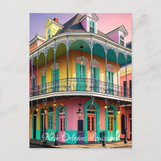 New Orleans Louisiana vintage retro pastel Postcard