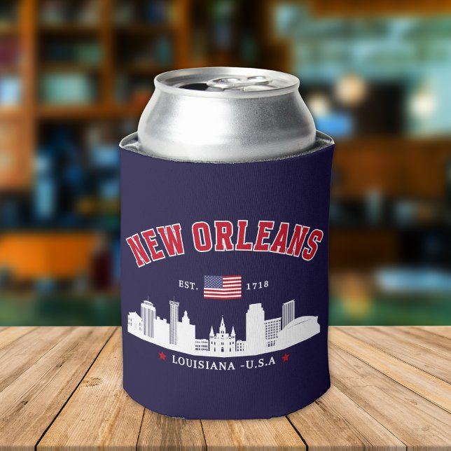 New Orleans Louisiana Vintage Skyline Can Cooler (Creator Uploaded)