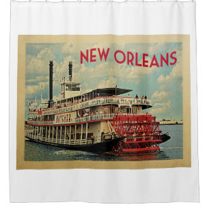 New Orleans Louisiana Vintage Travel Shower Curtain