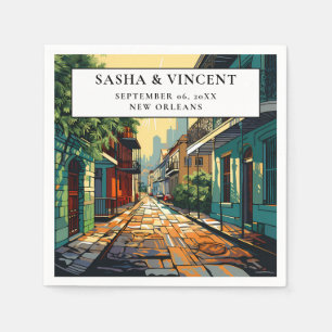 New Orleans Louisiana Wedding Retro Napkin