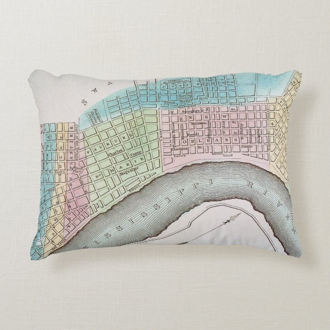 New Orleans Map, 1837 Decorative Cushion (Front)