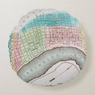 New Orleans Map, 1837 Round Cushion