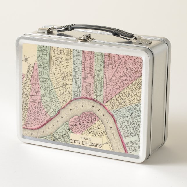 New Orleans Map by Mitchell Metal Lunch Box (Front)