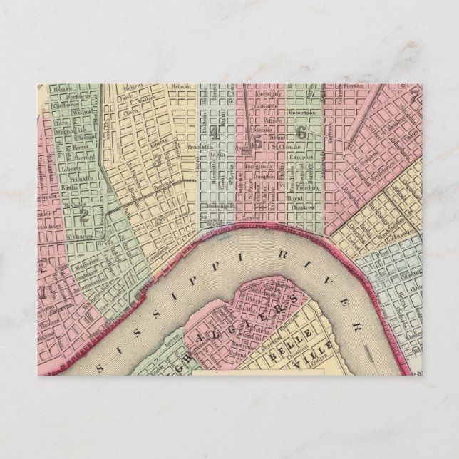 New Orleans Map by Mitchell Postcard (Front)