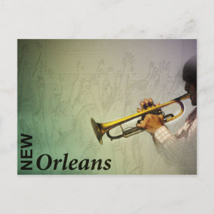 New Orleans Mardi Gras and Jazz Photomanipulation Postcard