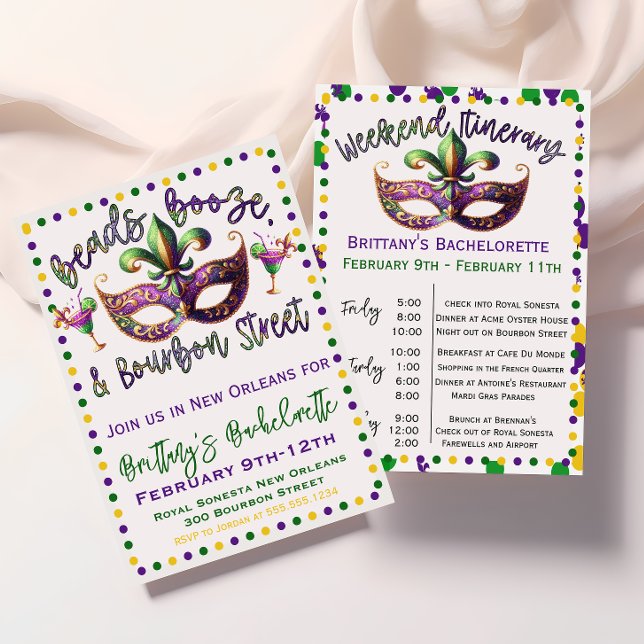 New Orleans Mardi Gras Bachelorette Invitation (Creator Uploaded)