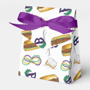 New Orleans Mardi Gras Beignet Beads Mask Po'Boy Favour Box