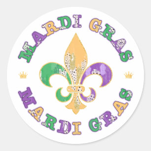 New Orleans Mardi Gras Fleur De Lis Classic Round Sticker
