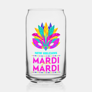 New Orleans Mardi Gras Mask Can Glass