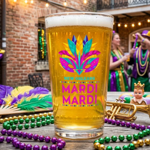 New Orleans Mardi Gras Mask Pint Glass