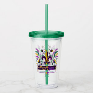 New Orleans Mardi Gras purple yellow green Acrylic Tumbler