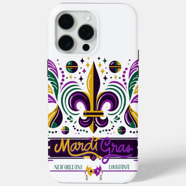 New Orleans Mardi Gras purple yellow green Case-Mate iPhone Case (Back)