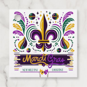 New Orleans Mardi Gras purple yellow green Favour Tags